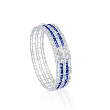 Diamond and Sapphire Bangle in 18KWG