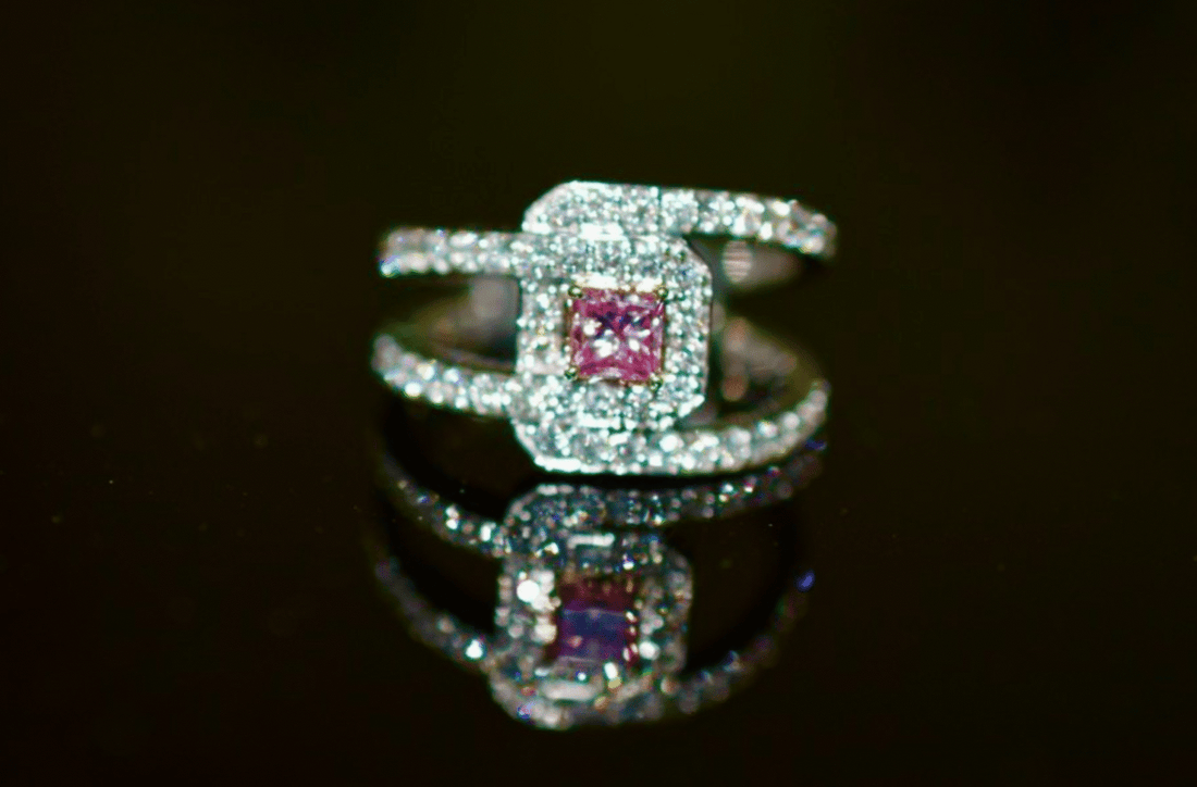 GIA Certified Natural Pink and White Diamond Ring in 18KWG