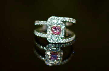 GIA Certified Natural Pink and White Diamond Ring in 18KWG