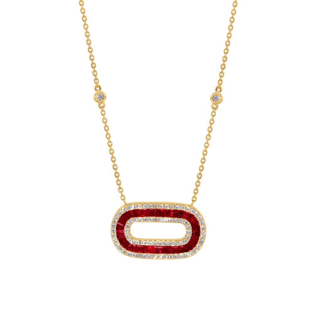 Ruby and Diamond Necklace in 18KYG