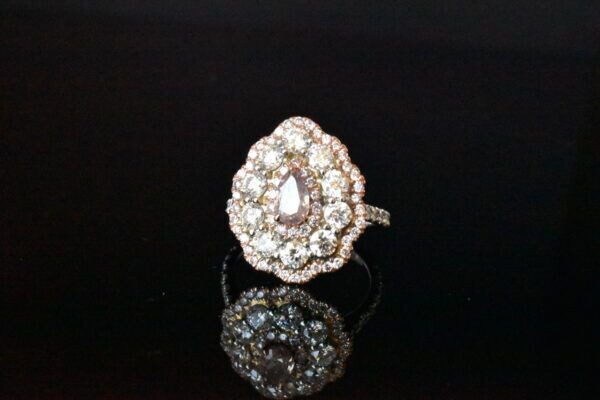 Natural Fancy Brownish Pink and White Diamond Ring in 18KWG