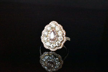 Natural Fancy Brownish Pink and White Diamond Ring in 18KWG