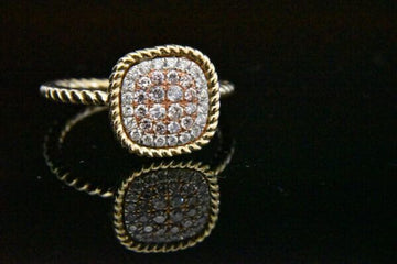Natural Pink and White Diamond Ring in 18KYG