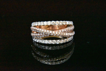 Natural Pink and White Diamond Band in 18KRG