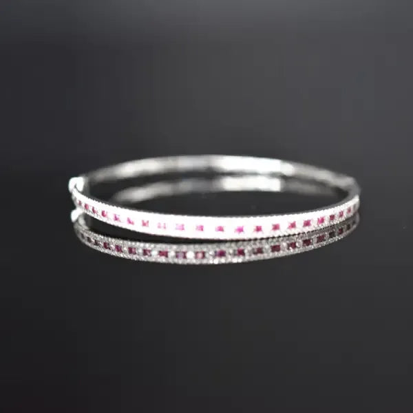 Diamonds and Rubies Bangle bracelet in 14KWG