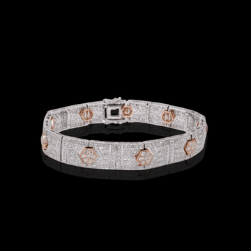 Diamond Bracelet in 14KTT - White Diamonds: 3.20ct
