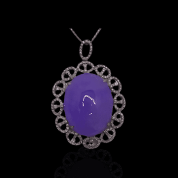 Diamond Pendant with Jade in 18KWG – White Diamonds: 1.15Ct