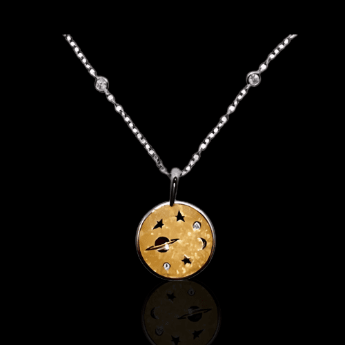 Diamonds Pendant in Platinum. 23KYG Inlay