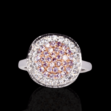 Natural Pink and White Diamond Ring in 18KWG