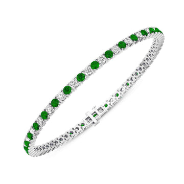 14K White Gold Ruby & Diamond Bracelet