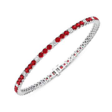 14K White Gold Ruby & Diamond Bracelet