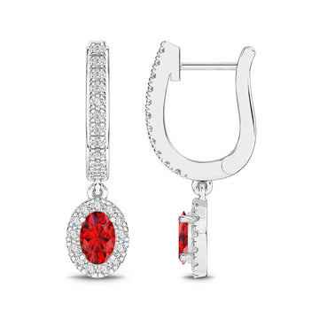14K White Gold Ruby & Diamond Earrings