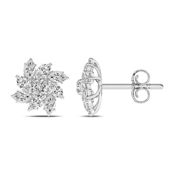 14K White Gold Diamond Earrings
