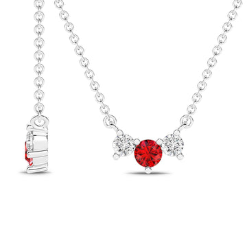 14K White Gold Ruby & Diamond Pendant