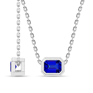 14K White Gold Blue Sapphire Pendant