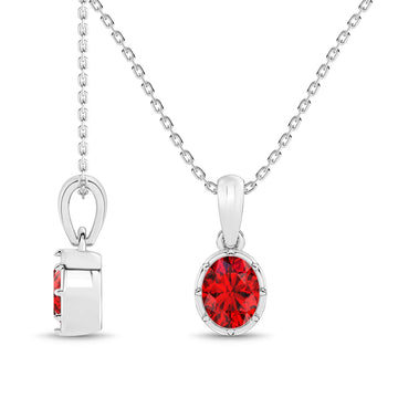 14K White Gold Ruby Pendant