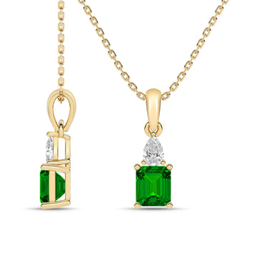 14K Yellow Gold Emerald & Diamond Pendant