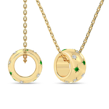 14K Yellow Gold Emerald & Diamond Pendant
