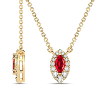 14K Yellow Gold Ruby & Diamond Pendant