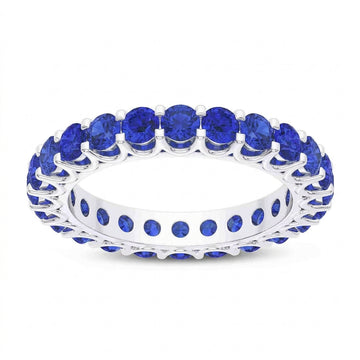 14K White Gold Blue Sapphire Ring