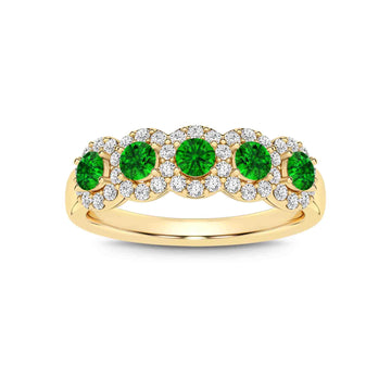 14K Yellow Gold Emerald & Diamond Ring