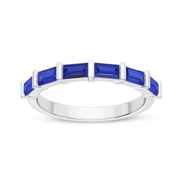 14K White Gold Blue Sapphire Ring