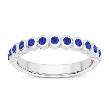 14K White Gold Blue Sapphire Ring