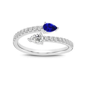 14K White Gold Blue Sapphire & Diamond Ring