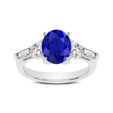 Platinum Blue Sapphire & Diamond Ring