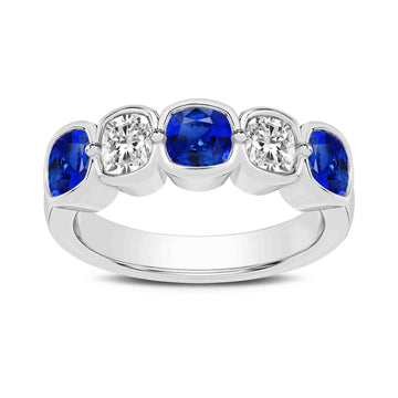Platinum Blue Sapphire & Diamond Ring