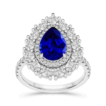 Platinum Blue Sapphire & Diamond Ring