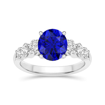 Platinum Blue Sapphire & Diamond Ring
