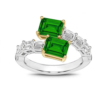 18K Yellow Gold & Platinum Emerald & Diamond Ring