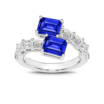 Platinum Blue Sapphire & Diamond Ring