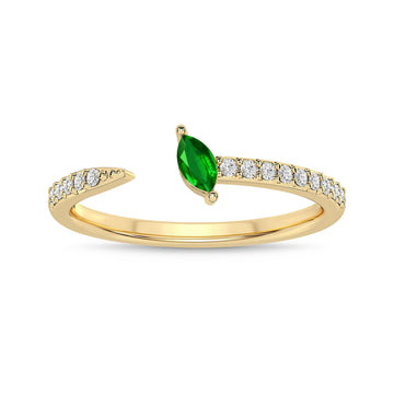 14K Yellow Gold Emerald & Diamond Ring