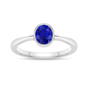 14K White Gold Blue Sapphire Ring