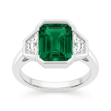 Platinum Emerald & Diamond Ring