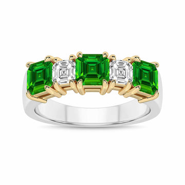 14K White & Yellow Gold Emerald & Diamond Ring