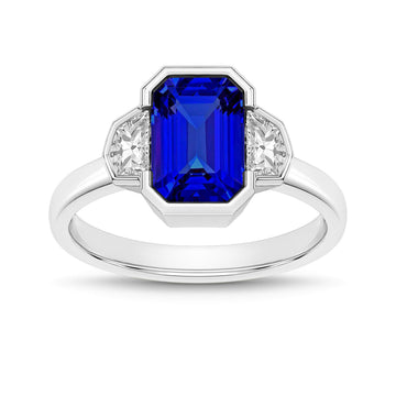 Platinum Blue Sapphire & Diamond Ring