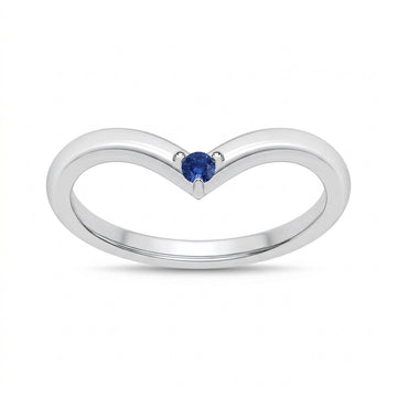 14K White Gold Blue Sapphire Ring
