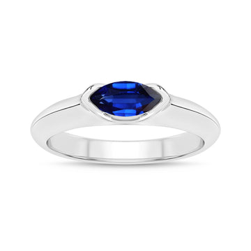 14K White Gold Blue Sapphire Ring