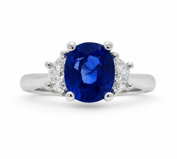 GIA Certified Unheated Sapphire and Diamond Ring