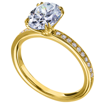 Vintage Milgrain Diamond Engagement Ring, 18K Yellow Gold
