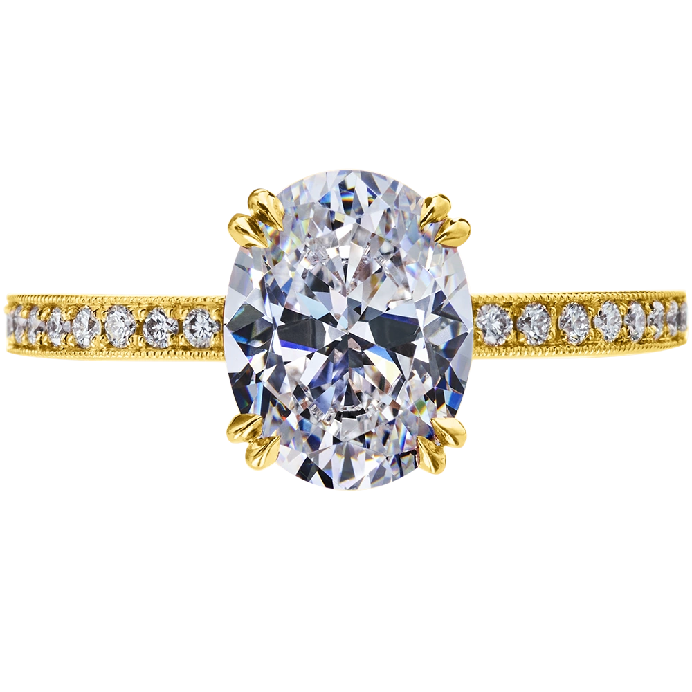 Vintage Milgrain Diamond Engagement Ring, 18K Yellow Gold
