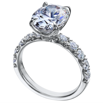 Lily Setting Engagement Ring, Fishtail Pavé Band, 0.81 ctw
