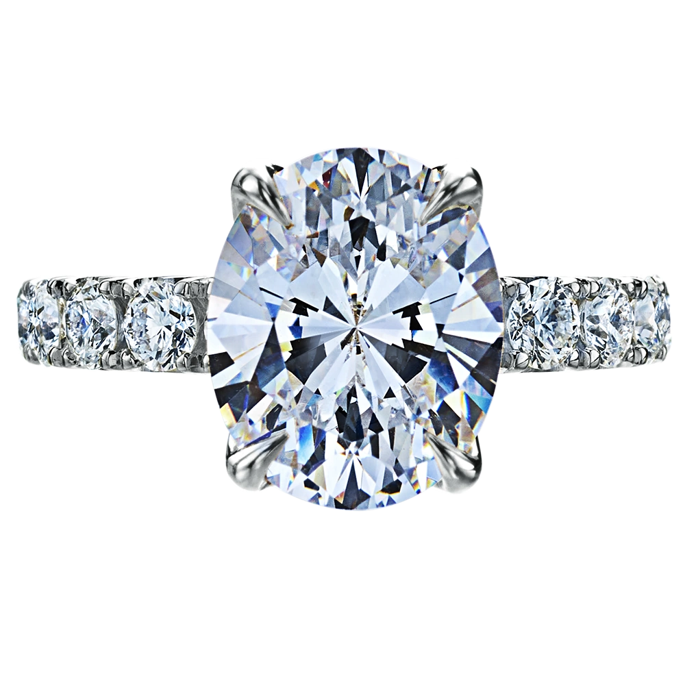 Lily Setting Engagement Ring, Fishtail Pavé Band, 0.81 ctw