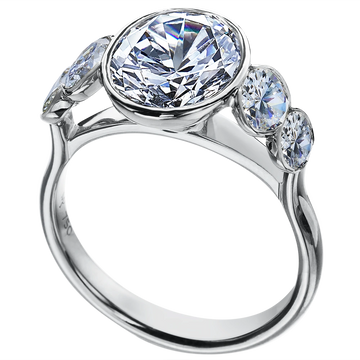 Bezel-Set Oval Diamond Ring, 0.97 ctw, Platinum