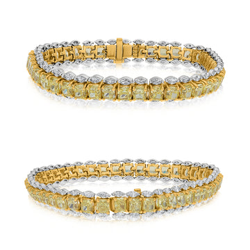 Yellow and White Diamonds Bracelet in 18KWG