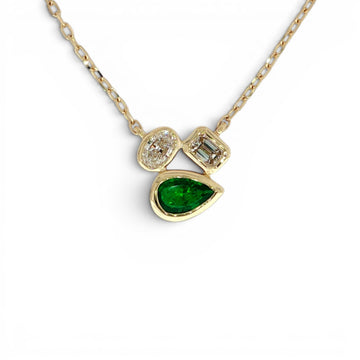 Emerald and Diamonds Pendant in 14KYG