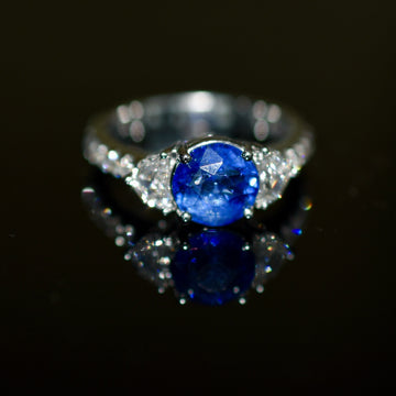 GIA Certified Ceylon Sapphire and Diamond Ring in Platinum